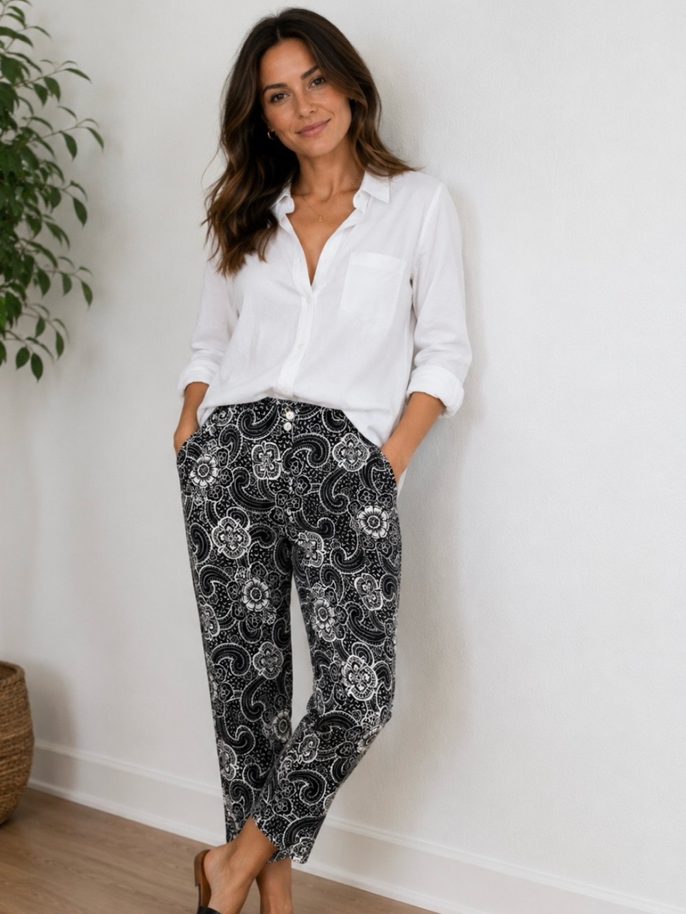 Spiegel brand floral ankle pants